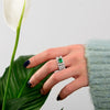 925 Silver Green Lab-Created Emerald Full Of Rhinestone Ring, Vivid Green Ring, Best Engagement Ring