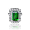 925 Silver Green Lab-Created Emerald Halo Ring, Vivid Green Halo Ring, Best Engagement Ring