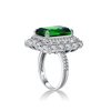 925 Silver Green Lab-Created Emerald Halo Ring, Vivid Green Halo Ring, Best Engagement Ring