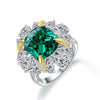 925 Silver Green Lab-Created Emerald Halo Ring, Vivid Green Halo Ring, Best Engagement Ring