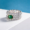 925 Silver Green Lab-Created Emerald Full Of Rhinestone Ring, Vivid Green Ring, Best Engagement Ring