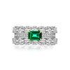 925 Silver Green Lab-Created Emerald Full Of Rhinestone Ring, Vivid Green Ring, Best Engagement Ring