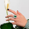 925 Silver Green Lab-Created Emerald Halo Ring, Vivid Green Halo Ring, Best Engagement Ring