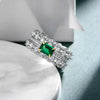 925 Silver Green Lab-Created Emerald Full Of Rhinestone Ring, Vivid Green Ring, Best Engagement Ring