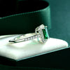 925 Silver Green Lab-Created Emerald Halo Ring, Vivid Green Halo Ring, Best Engagement Ring