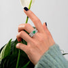 925 Silver Green Lab-Created Emerald Full Of Rhinestone Ring, Vivid Green Ring, Best Engagement Ring