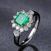 Lab-Created Emerald Halo Ring 925 Silver , Vivid Green Halo Ring, Best Engagement Ring