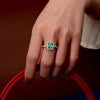 925 Silver Green Lab-Created Emerald Halo Ring, Vivid Green Halo Ring, Best Engagement Ring