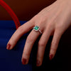 925 Silver Green Lab-Created Emerald Halo Ring, Vivid Green Halo Ring, Best Engagement Ring