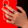 Genuine Lab-Grown Red Ruby Halo Ring Luxury Wedding Ruby Jewelry