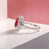 Genuine Lab-Grown Red Ruby Halo Ring Luxury Wedding Ruby Jewelry