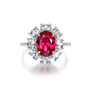 Genuine Lab-Grown Red Ruby Halo Ring Luxury Wedding Ruby Jewelry