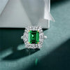 925 Silver Green Lab-Created Emerald Halo Ring, Vivid Green Halo Ring, Best Engagement Ring