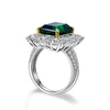 925 Silver Green Lab-Created Emerald Halo Ring, Vivid Green Halo Ring, Best Engagement Ring