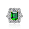 925 Silver Green Lab-Created Emerald Halo Ring, Vivid Green Halo Ring, Best Engagement Ring