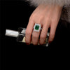 925 Silver Green Lab-Created Emerald Halo Ring, Vivid Green Halo Ring, Best Engagement Ring