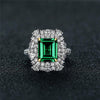 925 Silver Green Lab-Created Emerald Halo Ring, Vivid Green Halo Ring, Best Engagement Ring