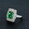 925 Silver Green Lab-Created Emerald Halo Ring, Vivid Green Halo Ring, Best Engagement Ring