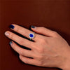 Genuine Lab-Grown Royal Blue Sapphire Ring, 925 Silver Luxury Halo Ring