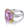 Asscher Vivid Pink Diamond Crystalline Wedding Anniversary Ring, Best Three Stone Ring