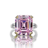 Asscher Vivid Pink Diamond Crystalline Wedding Anniversary Ring, Best Three Stone Ring