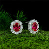 Genuine Lab-Grown Red Ruby Earring Luxury Halo Ruby Jewelry Earring