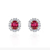 Genuine Lab-Grown Red Ruby Earring Luxury Halo Ruby Jewelry Earring