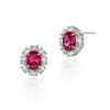 Genuine Lab-Grown Red Ruby Earring Luxury Halo Ruby Jewelry Earring