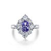 Genuine Lab-Grown Vivid Light Blue Sapphire Ring, 925 Silver Luxury Halo Ring, Best Engagement Ring