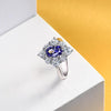 Genuine Lab-Grown Vivid Light Blue Sapphire Ring, 925 Silver Luxury Halo Ring, Best Engagement Ring