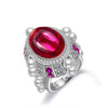 Genuine Lab-Grown Red Ruby Ring Luxury Engagement Ruby Ring